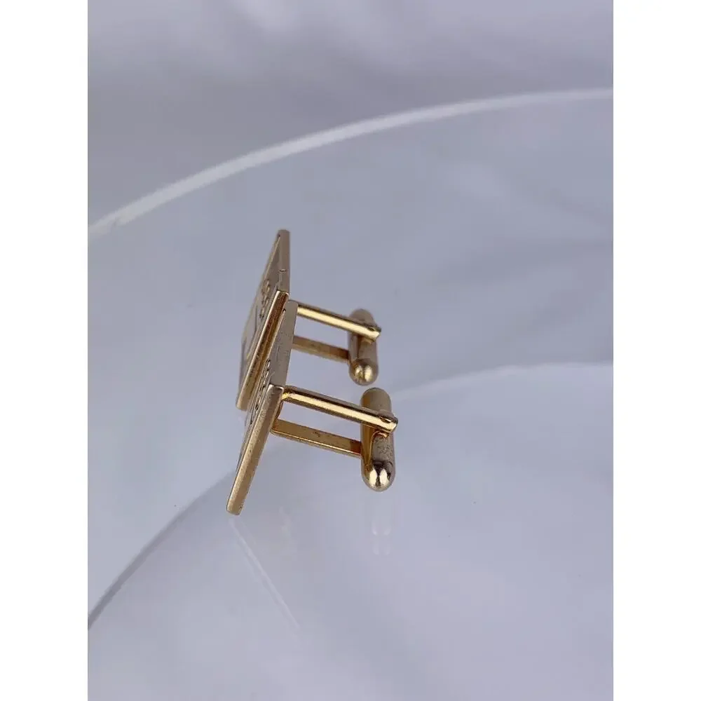 Crown Shield Coat of Arms 12k Gold Plate Cufflinks Simple Crest Heraldry VTG O1
